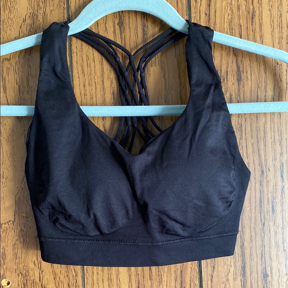 Black Strappy Racerback Bra with Wide Straps